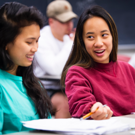 Students talking in classroom